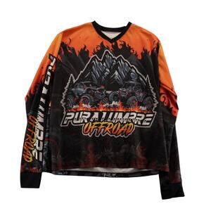 Pura Lumbre Offroad Graphic Long Sleeve Jersey Black Orange Flames ATV 2XL